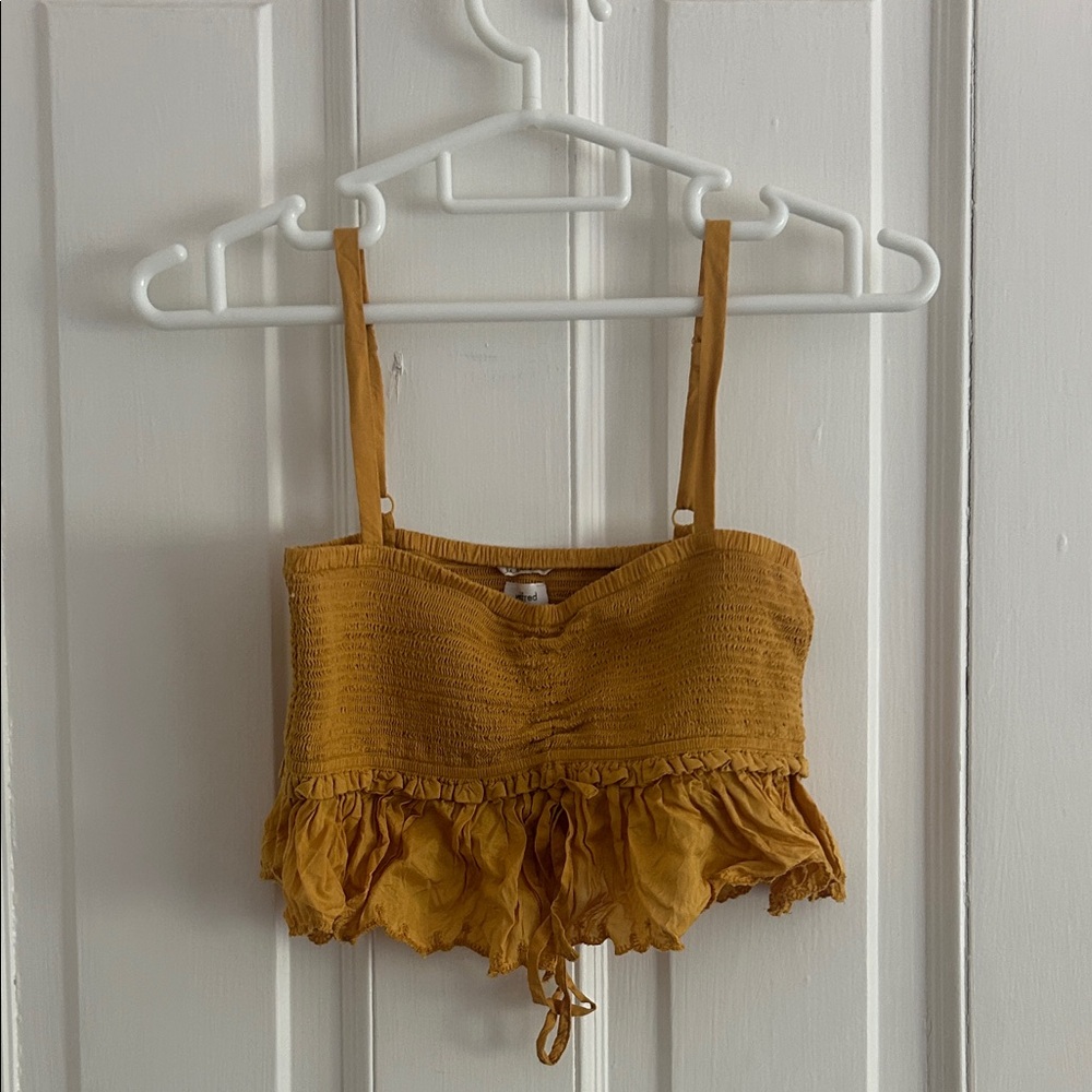 Boho ochre ruffle top